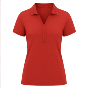 Red Collared V-Neck Polo for Women