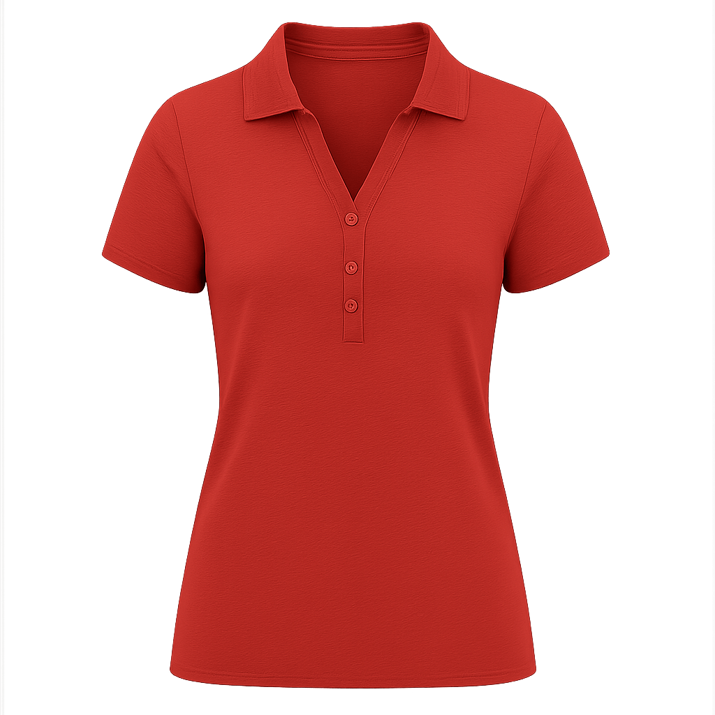 Red Collared V-Neck Polo for Women Red Collared V-Neck Polo for Women