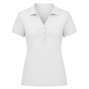 White Collared V-Neck Polo for Women