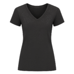 Solid Black V-Neck Casual T-shirt for Women