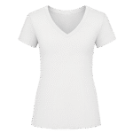 White V-Neck Casual T-shirt for Women