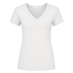 White V-Neck Casual T-shirt for Women
