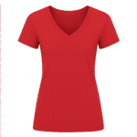 Red V-Neck Casual T-shirt for Women
