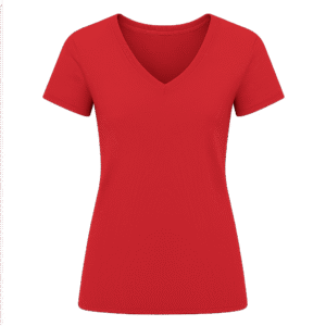 Red V-Neck Casual T-shirt for Women